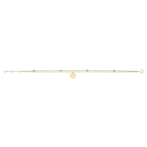 9ct Yellow Gold Cz Bracelet With Disc Charm 1.10g